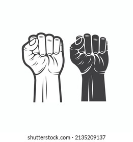 hands clenched illustration, vector art.