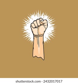 hands clenched into a fist up in excitement vector illustration