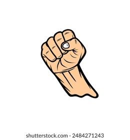 hands clenched into fists, right hand clenched into a strong fist vector illustration