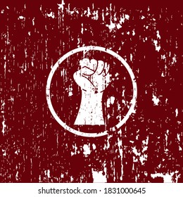 hands clenched for power icons, struggle symbols, organizational logos