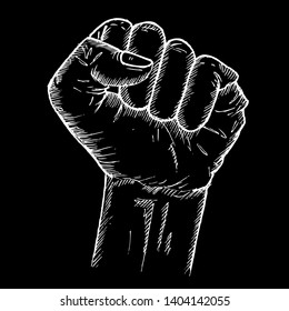 hands clenched, protest, doodle sketch