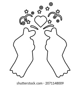 hands clicking fingers and heart, vector illustration