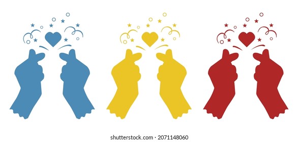 hands clicking fingers and heart, vector illustration