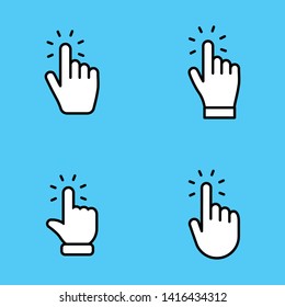 Hands clicking icons collection. Hand click pointer set.