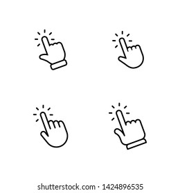 Hands clicking icons collection. Hand click pointer set.