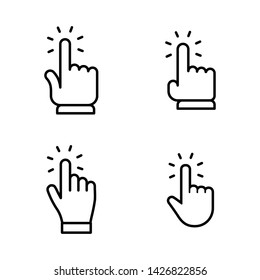 Hands clicking icons collection. Hand click pointer set.