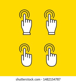 Hands clicking icons collection. vector illustration