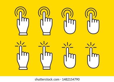 Hands clicking icons collection. vector illustration
