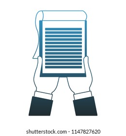 Hands with clipboard blue lines