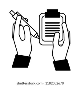 hands with clipboard checklist and pen