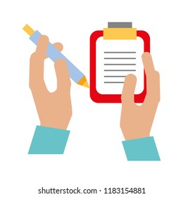 hands with clipboard checklist and pen