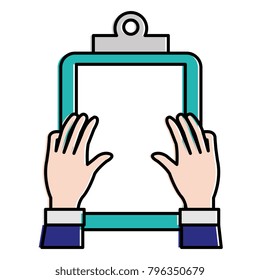 hands with clipboard paper