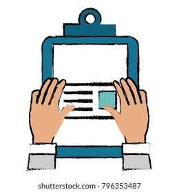 hands with clipboard paper