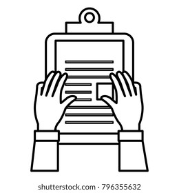hands with clipboard paper