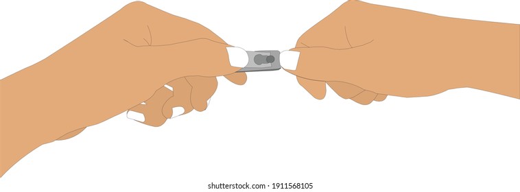 hands clipping nails, nail clipper