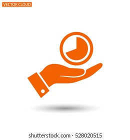 in the hands of the clock  icon, vector . 10 EPS