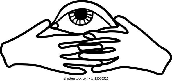 Hands close eyes. Vector illustration.