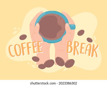hands with coffee cup break time