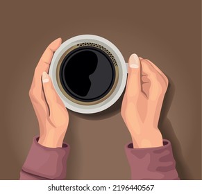 hands with coffee cup scene