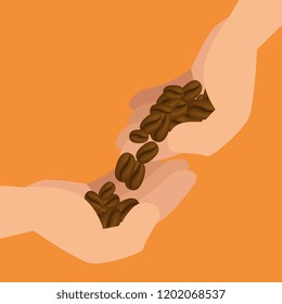 hands with coffee grains