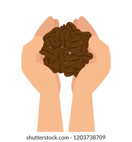 hands with coffee grains