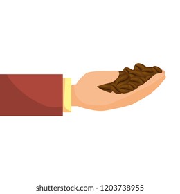 hands with coffee grains