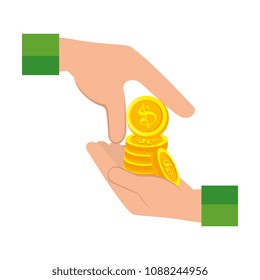 hands with coin money isolated icon