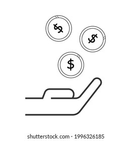 Hands with coins flat vector illustration. Saving money concept
