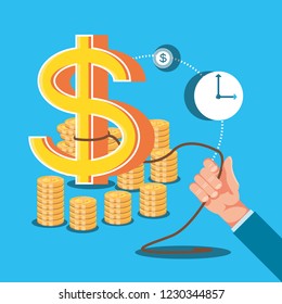 hands with coins and set icons