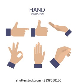 hands collection with different poses hand drawn style