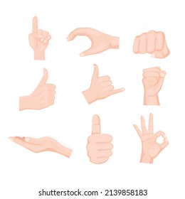 hands collection with different poses hand drawn style