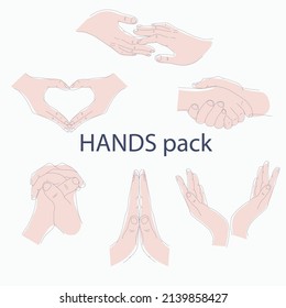 Handsammlung mit unterschiedlichen Posen und handgezeichnet