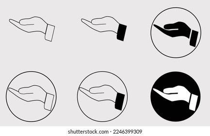 Hands collection line icon vector. 