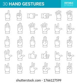 Hands collection line vector icons