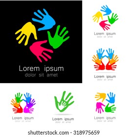 Hands - a collection of logo templates. Design Ideas for team logo, companies, organizations, foundations, social project, unions and others.