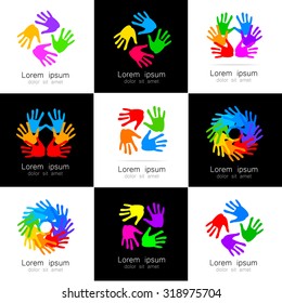 Hands - a collection of logo templates. Design Ideas for team logo, companies, organizations, foundations, social project, unions and others.