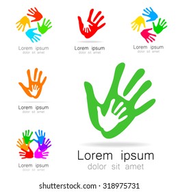 Hands - a collection of logo templates. Design Ideas for team logo, companies, organizations, foundations, social project, unions and others.