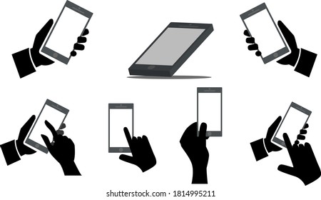 Hands collection  on white background - hands holding phone