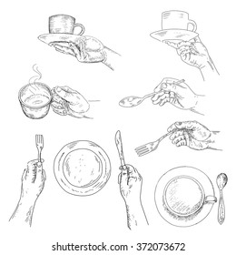 hands collection on white background