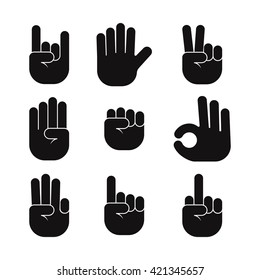 Hands collection - set of variety vector gestures icons.