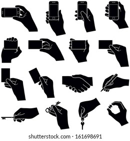 Hands collection - vector silhouette illustration 