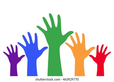 hands up colorful vector