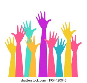 hands up colorful vector illustration isolated