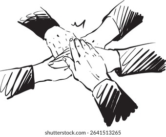 Hands Coming Together in Unity and Collaboration for a Shared Purpose and Strengthening Bonds