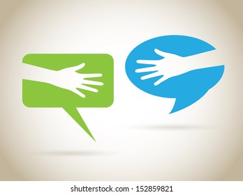 hands communications over gray background vector illustration
