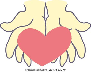 Hands of Compassion Gesture Vector Art.Ideal for a variety of projects, from charity campaigns to heartfelt greeting cards, capturing the essence of human warmth and the beauty of sharing love.