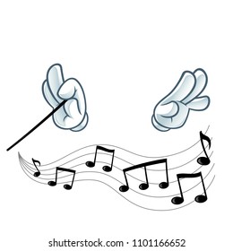 Hands of a conductor, drawn in cartoon style