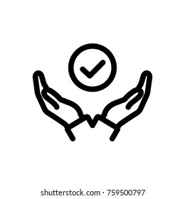 In the hands of the confirm icon