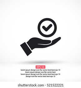 in the hands of the confirm icon, vector . 10 EPS