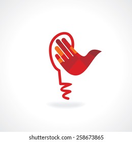 hands connecting bulb idea vector 